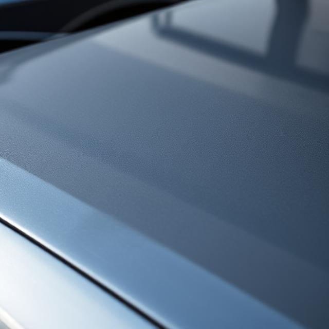 Artimas blizgančio, švaraus automobilio paviršiaus vaizdas, kuriame matomas greitas detailerio priemonės naudojimas tolygiam spindesiui sukurti.